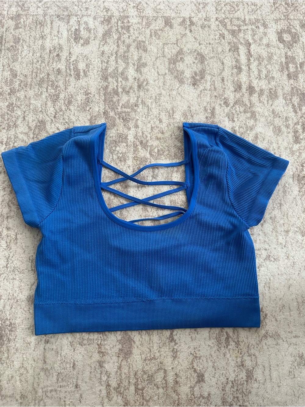 Aerie Blue Crisscross Ribbed Crop Top - Women